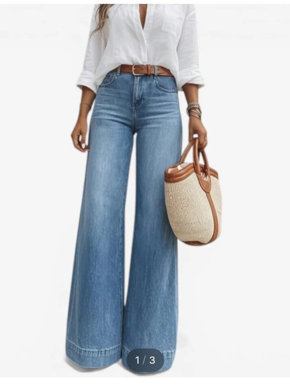 ✨ High-Waisted Wide Leg Jeans - Sanded Fade Soft Denim (Medium)✨